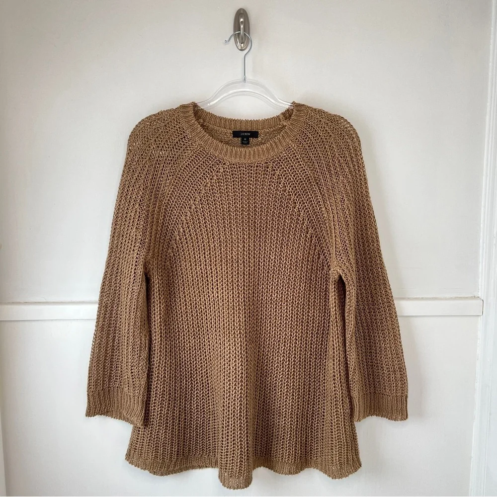 J. Crew Relaxed-Fit Tan Linen Beach Sweater